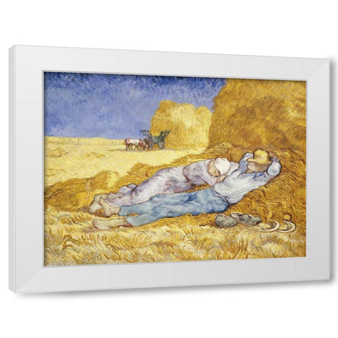 Noon- Rest White Modern Wood Framed Art Print by Van Gogh, Vincent
