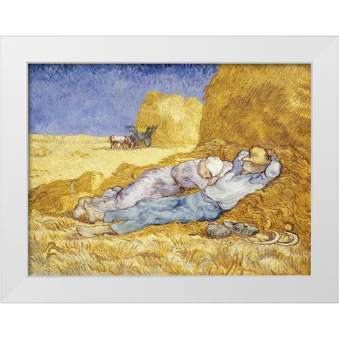 Noon- Rest White Modern Wood Framed Art Print by Van Gogh, Vincent