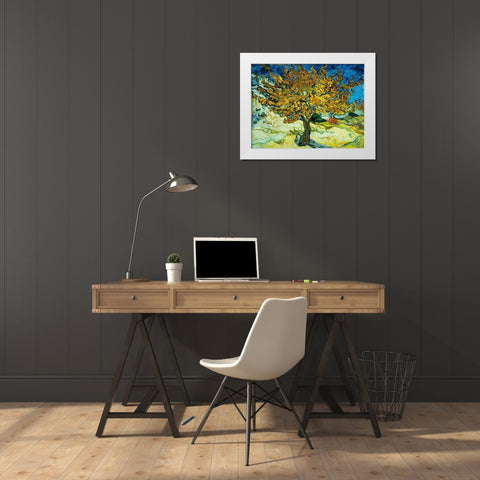 Mulberry Tree White Modern Wood Framed Art Print by Van Gogh, Vincent
