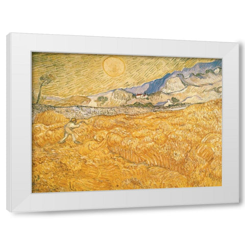 The Harvester White Modern Wood Framed Art Print by van Gogh, Vincent