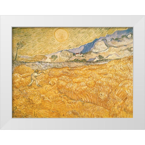 The Harvester White Modern Wood Framed Art Print by van Gogh, Vincent