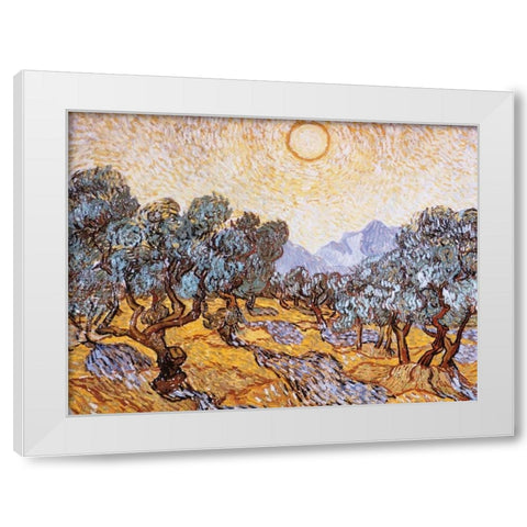 The Olive Trees White Modern Wood Framed Art Print by Van Gogh, Vincent