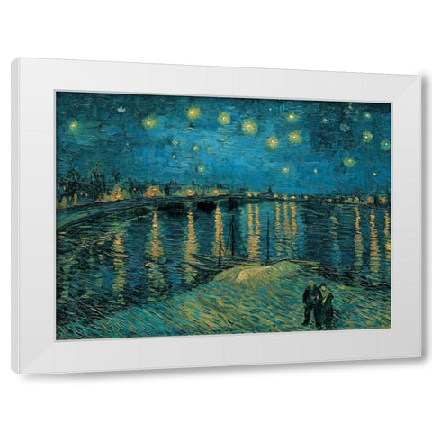 The Starry Night White Modern Wood Framed Art Print by Van Gogh, Vincent