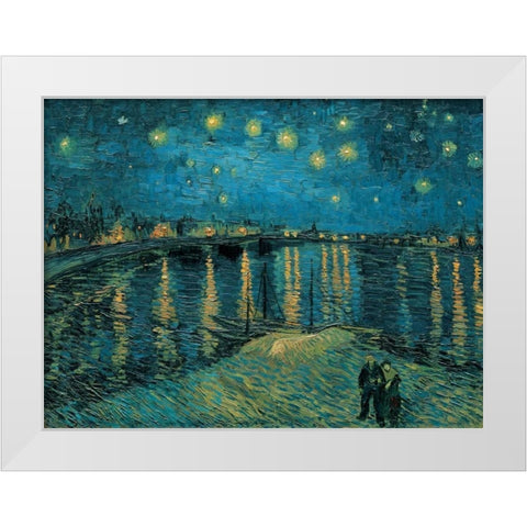 The Starry Night White Modern Wood Framed Art Print by Van Gogh, Vincent