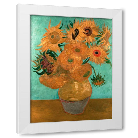Sunflowers White Modern Wood Framed Art Print by van Gogh, Vincent