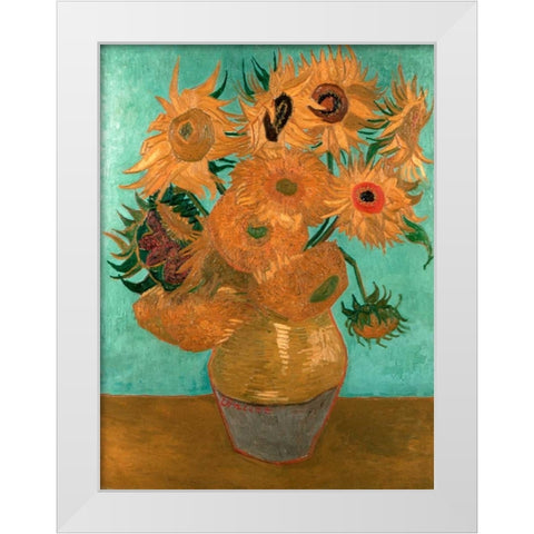 Sunflowers White Modern Wood Framed Art Print by van Gogh, Vincent