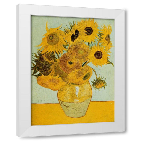 Sunflowers White Modern Wood Framed Art Print by Van Gogh, Vincent