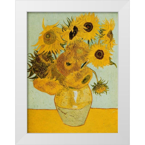 Sunflowers White Modern Wood Framed Art Print by Van Gogh, Vincent