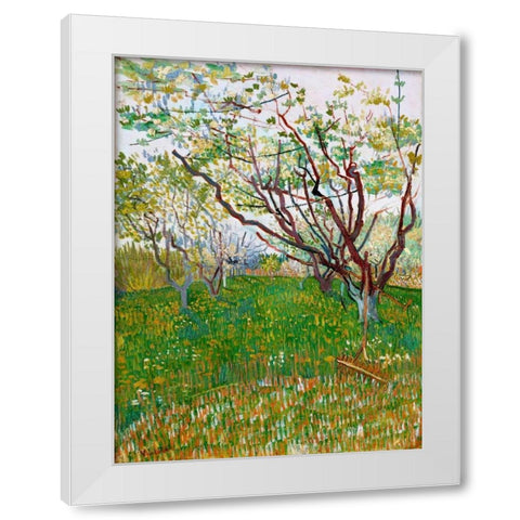 The Flowering Orchard White Modern Wood Framed Art Print by van Gogh, Vincent