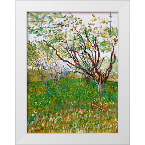 The Flowering Orchard White Modern Wood Framed Art Print by van Gogh, Vincent