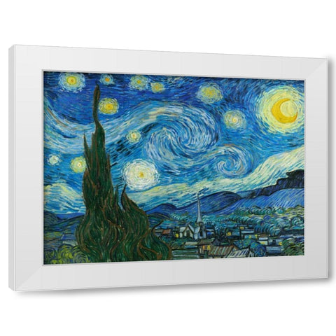 The Starry Night White Modern Wood Framed Art Print by Van Gogh, Vincent