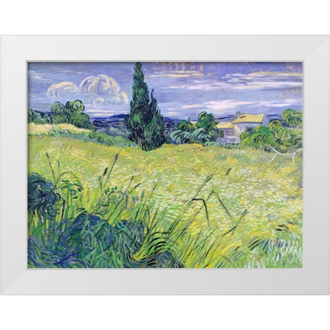 Landscape with Green Corn White Modern Wood Framed Art Print by Van Gogh, Vincent