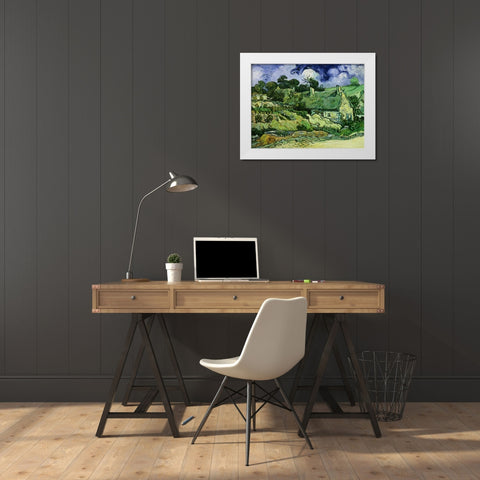 House with Straw Ceiling Cordeville White Modern Wood Framed Art Print by Van Gogh, Vincent