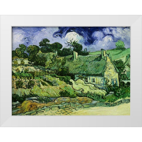 House with Straw Ceiling Cordeville White Modern Wood Framed Art Print by Van Gogh, Vincent