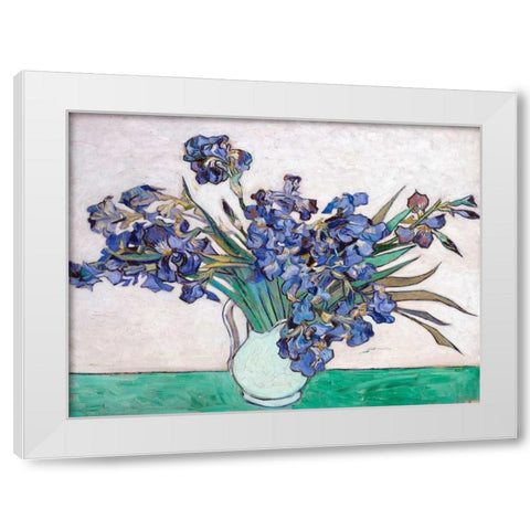 Irises White Modern Wood Framed Art Print by Van Gogh, Vincent