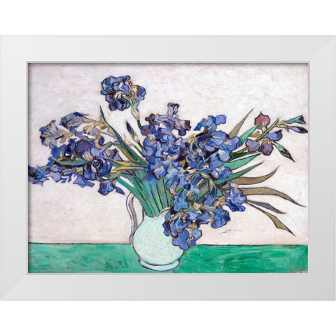Irises White Modern Wood Framed Art Print by Van Gogh, Vincent