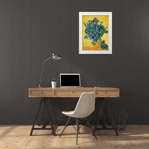 Irises White Modern Wood Framed Art Print by Van Gogh, Vincent