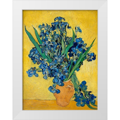 Irises White Modern Wood Framed Art Print by Van Gogh, Vincent