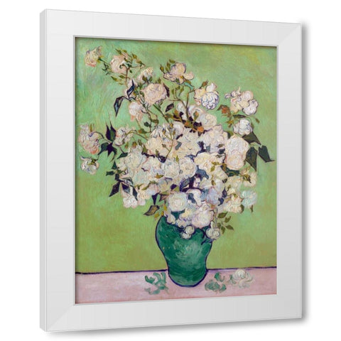 Roses White Modern Wood Framed Art Print by Van Gogh, Vincent