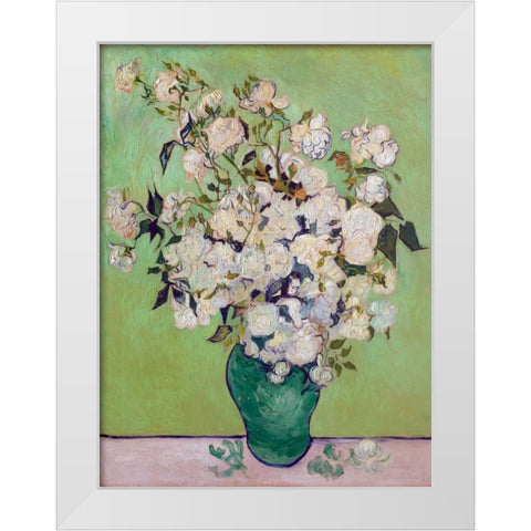 Roses White Modern Wood Framed Art Print by Van Gogh, Vincent