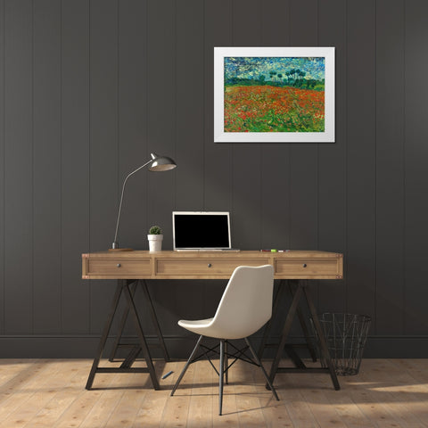Poppy field White Modern Wood Framed Art Print by Van Gogh, Vincent