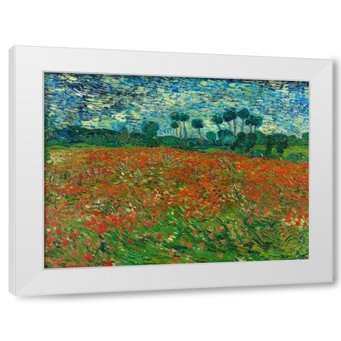 Poppy field White Modern Wood Framed Art Print by Van Gogh, Vincent