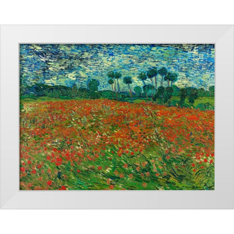 Poppy field White Modern Wood Framed Art Print by Van Gogh, Vincent