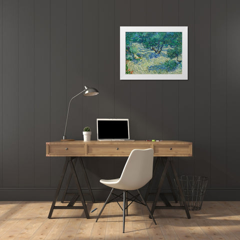 Olive Orchard White Modern Wood Framed Art Print by Van Gogh, Vincent