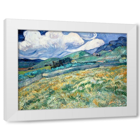 Landscape from Saint-Remy White Modern Wood Framed Art Print by Van Gogh, Vincent
