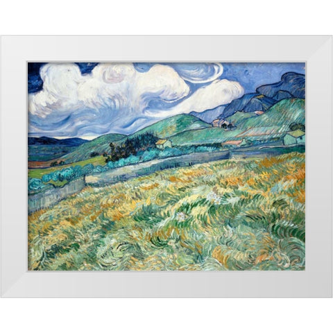 Landscape from Saint-Remy White Modern Wood Framed Art Print by Van Gogh, Vincent