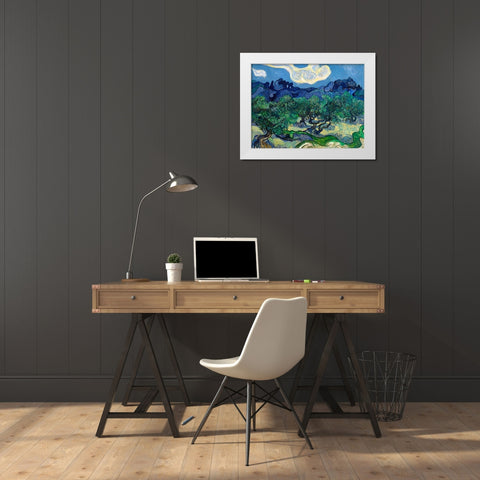 The Olive Trees White Modern Wood Framed Art Print by Van Gogh, Vincent