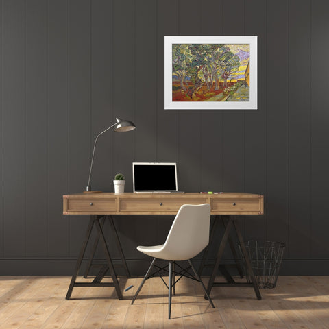 The garden of Saint Pauls Hospital White Modern Wood Framed Art Print by van Gogh, Vincent