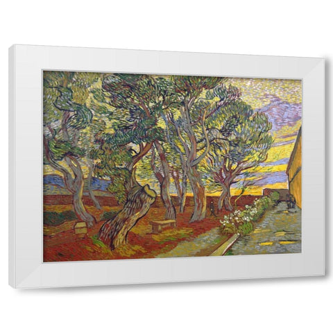 The garden of Saint Pauls Hospital White Modern Wood Framed Art Print by van Gogh, Vincent