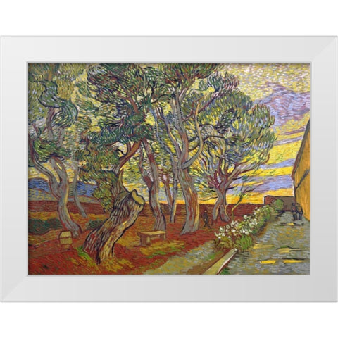The garden of Saint Pauls Hospital White Modern Wood Framed Art Print by van Gogh, Vincent