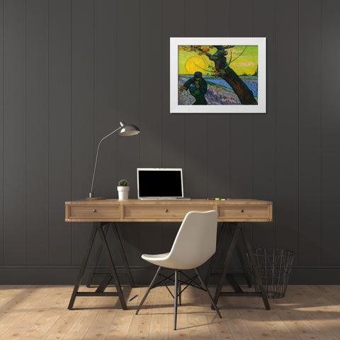 The sower White Modern Wood Framed Art Print by van Gogh, Vincent