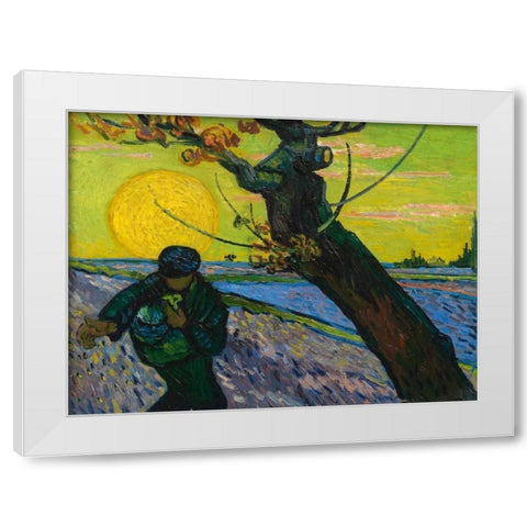 The sower White Modern Wood Framed Art Print by van Gogh, Vincent