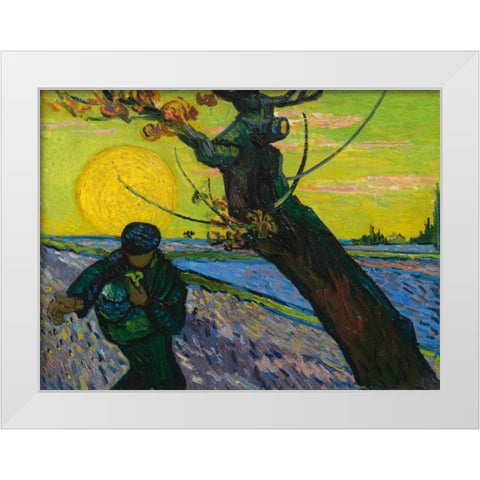 The sower White Modern Wood Framed Art Print by van Gogh, Vincent