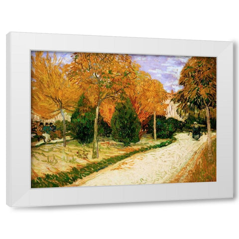Garden in Autumn White Modern Wood Framed Art Print by Van gogh, Vincent