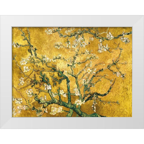 Mandorlo in fiore (gold variation) White Modern Wood Framed Art Print by Van Gogh, Vincent