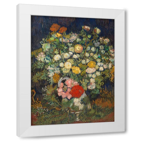 Bouquet of Flowers in a Vase White Modern Wood Framed Art Print by van Gogh, Vincent