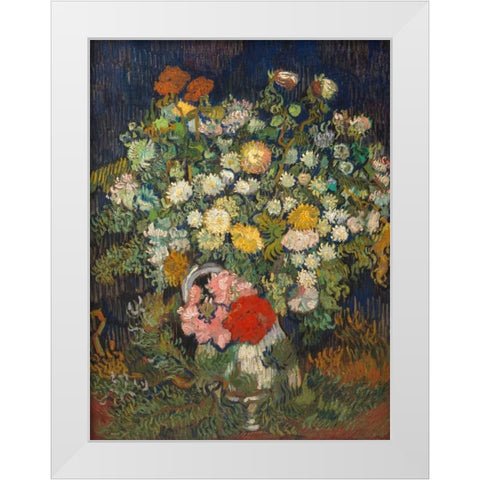 Bouquet of Flowers in a Vase White Modern Wood Framed Art Print by van Gogh, Vincent