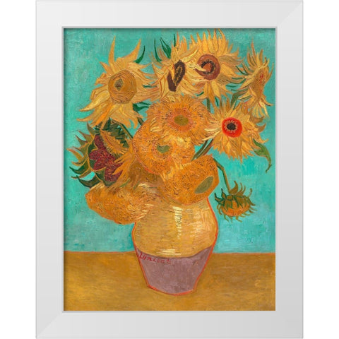 Sunflowers White Modern Wood Framed Art Print by Vincent, van Gogh