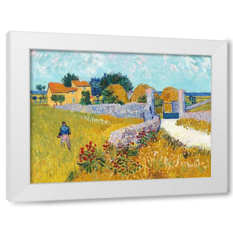 Farmhouse in Provence White Modern Wood Framed Art Print by van Gogh, Vincent