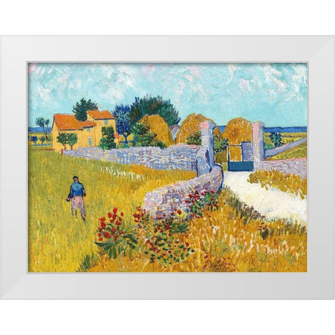 Farmhouse in Provence White Modern Wood Framed Art Print by van Gogh, Vincent