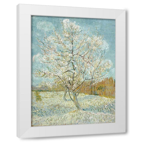 The Pink Peach Tree White Modern Wood Framed Art Print by van Gogh, Vincent