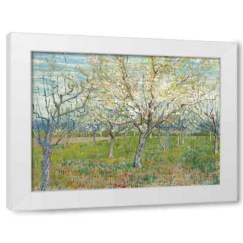 The Pink Orchard White Modern Wood Framed Art Print by van Gogh, Vincent