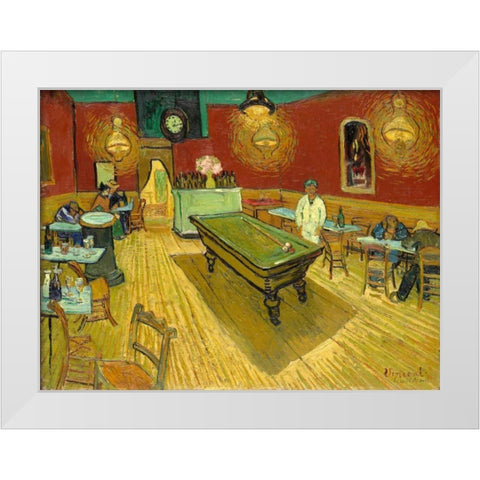 The Night Cafe (detail) White Modern Wood Framed Art Print by van Gogh, Vincent