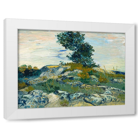The Rocks White Modern Wood Framed Art Print by van Gogh, Vincent