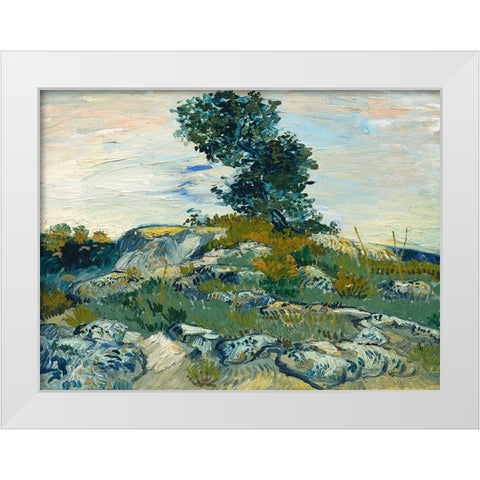 The Rocks White Modern Wood Framed Art Print by van Gogh, Vincent