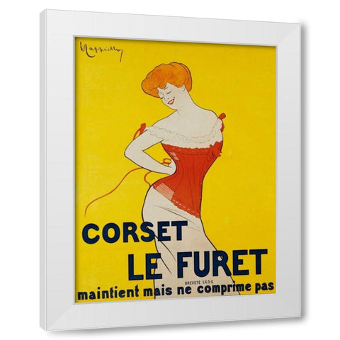 Corset le Furet 1901 White Modern Wood Framed Art Print by Cappiello, Leonetto